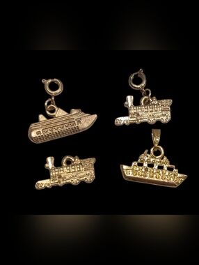 Train & Ship Charm Pendant Set